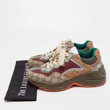 Gucci Womens WMNS GG Rhyton 'Beige Brick Red' Beige/Brick Red Marathon Running Shoes/Sneakers 620185-99WG0-6060